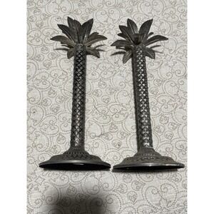 Candle Holders Set of 2Studio Silversmiths 12.5" Tropical Palm Tree Taper  Beach